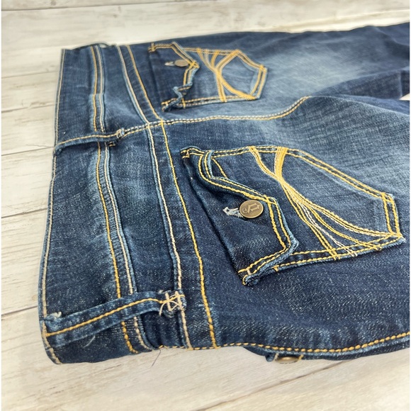 Y2K Decree Flare Dark Blue Jeans Size 15 Low Waist Bootcut Flare Stretch - Picture 3 of 12